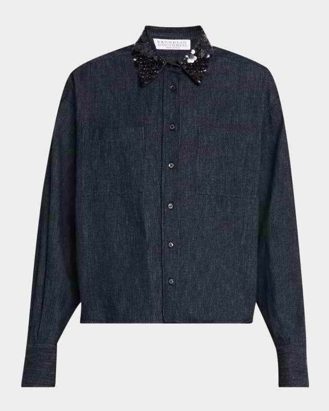 Sequin-Collar Blous